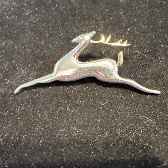 Jewelry - Liz Claiborne Two Tone Leaping Reindeer Holiday Brooch Pin Multicolor